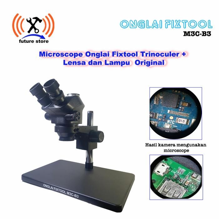 

Onglai Fixtool M3C-B3 Microscope Trinoculer +Lensa dan Lampu Original
