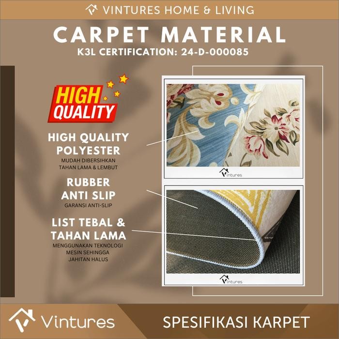 [200 x 140 CM] Karpet Lantai Turki Premium / Karpet Permadani / Karpet Poliester / Karpet Vintures