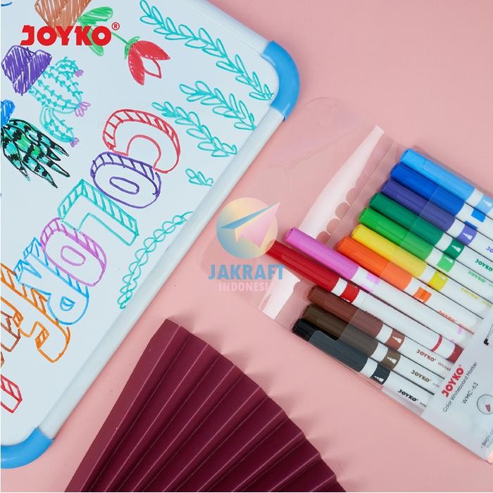 

(12 Pcs) Set Spidol Papan Tulis Segala Jenis Set 12 Warna JOYKO WMC-63 Erasable Whiteboard