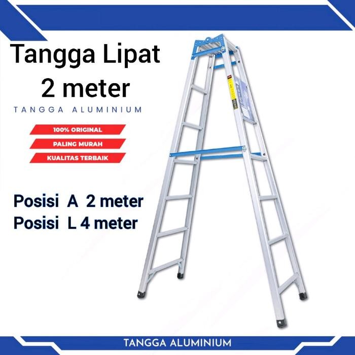 

Terlaris Tangga Lipat Alumunium / Ukuran 2M / 1.75 M / 1.5 M / 1.25 M / 1 M