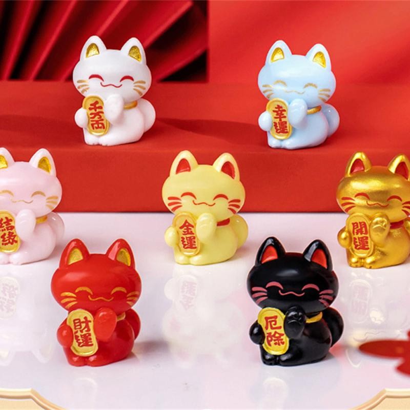 Lucky Feng Shui Cat Maneki Neko Fortune Cat Figurine Collectible Fortune Decor Ornaments Lucky Cat