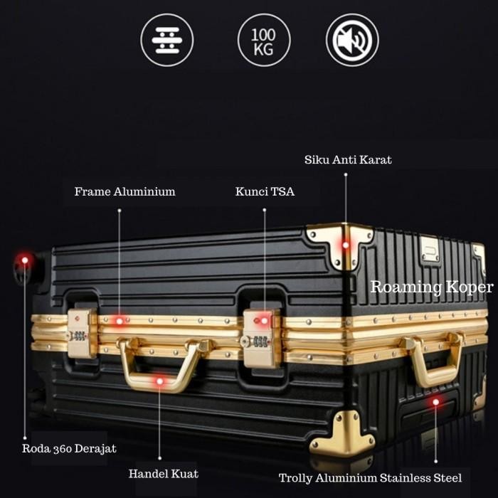 ROAMING KOPER T088 KABIN SIZE 20 INCH SD BAGASI SIZE 28 INCH ALUMINIUM FRAME TSA LOCK 4 RODA 360