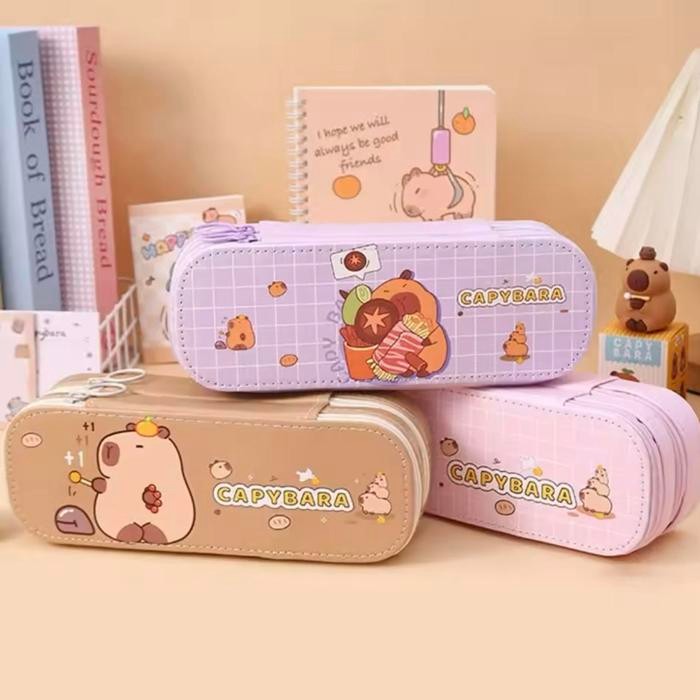 

Kotak Pensil Stationery Dual Zipper Sanrio Melody Hello Kitty Cinamoroll Kuromi Capybara / Dompet