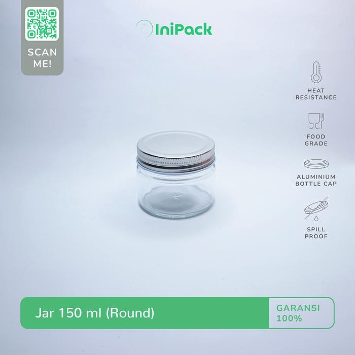 Promo Terbaru Toples Jar Kaca 150 Ml / Botol Toples Kaca 150 Ml Tutup Aluminium Shj23