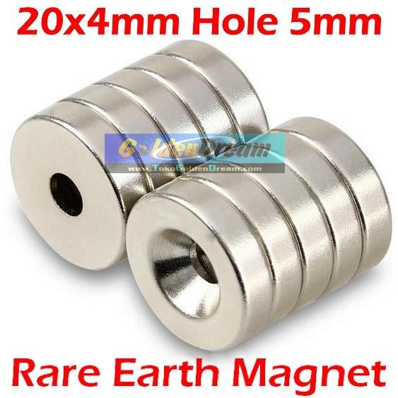 

Ready oke] Strong Magnet Neodymium 20x4mm Lobang 5mm Hole Silinder N52 Cincin