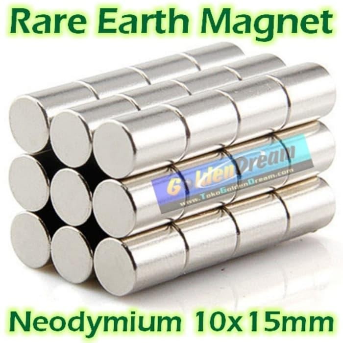 

~~~~~] Strong Magnet Neodymium 10x15mm Silinder diameter 10 panjang 15 mm N52