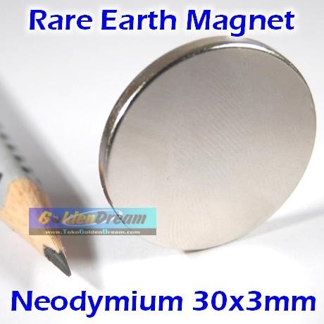 

$$$$] Strong Magnet Neodymium 30x3mm Silinder diameter 30 tebal 3 mm N52