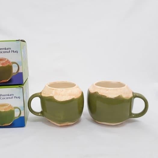 langsung order saja] Gelas kelapa muda mug degan keramik 3 dimensi