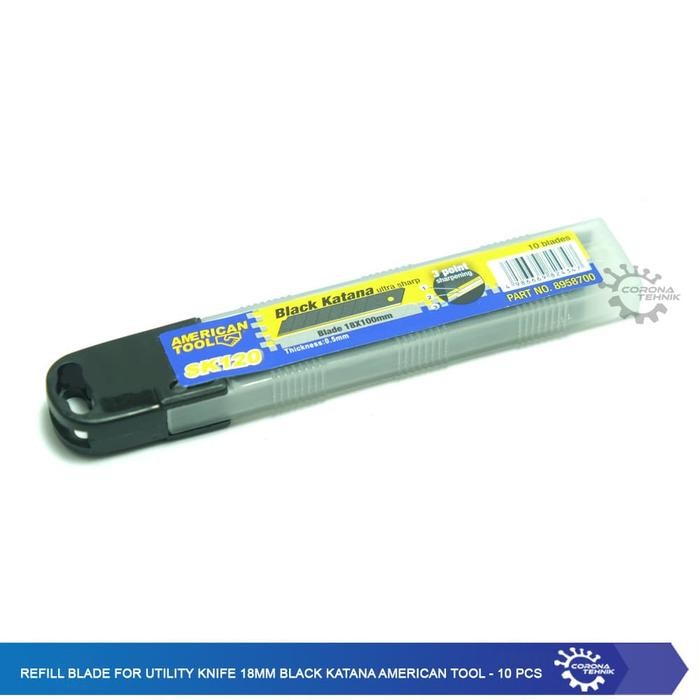 

Refill Blade For Utility Knife 18Mm Black Katana American Tool -10 Pcs