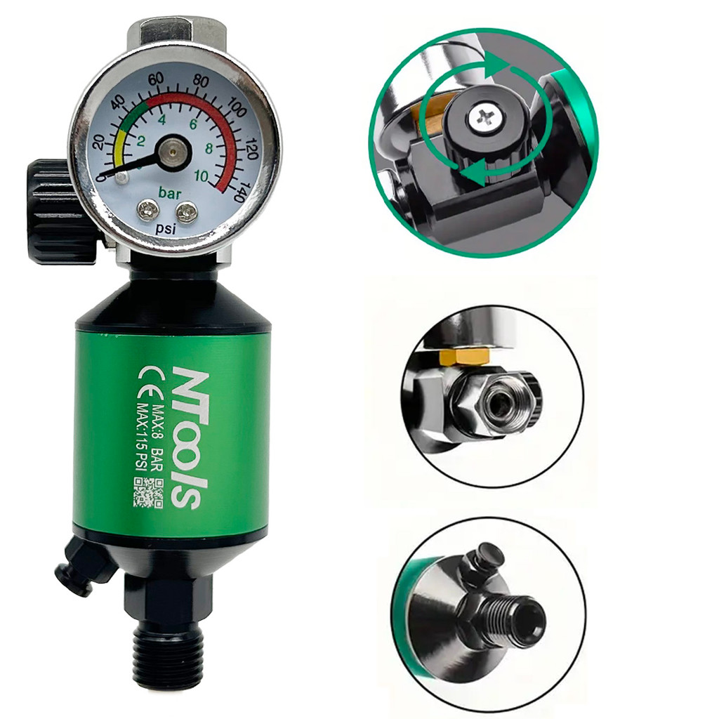 Pressure regulator, filterAir Regulator With Air Filter Spray Gun Air Regulator Gauge Air Spray