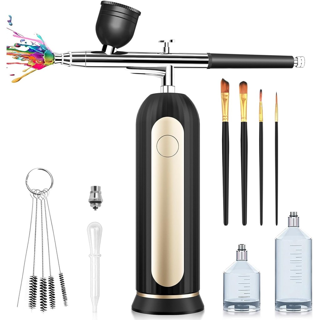 Cordless Airbrush Kit with Compressor For Nail- Portable Handheld Auto Airbrush Gun Set for Makeup