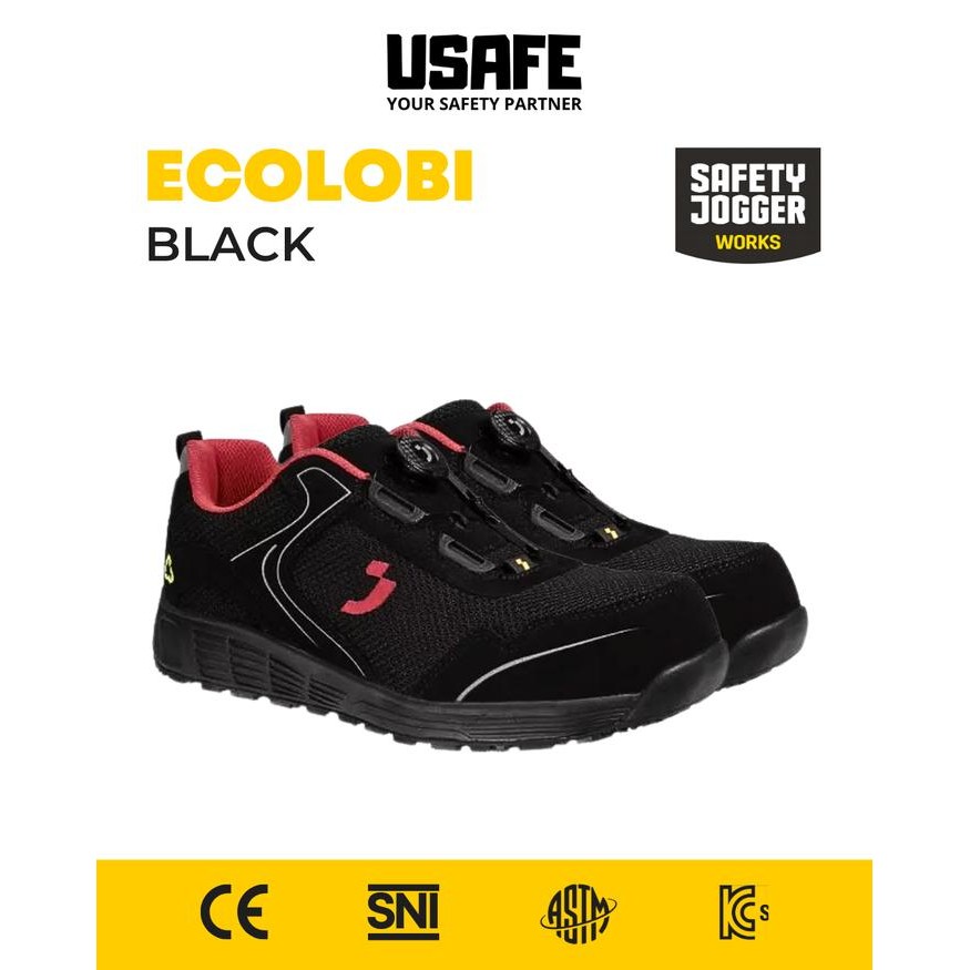 

Terlaris Sepatu Safety Jogger Ecolobi Black Red S1P Low Tls Composite