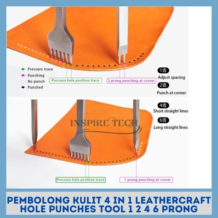 

Pembolong Kulit 4 In 1 Leathercraft Hole Punches Tool 1 2 4 6 Prong