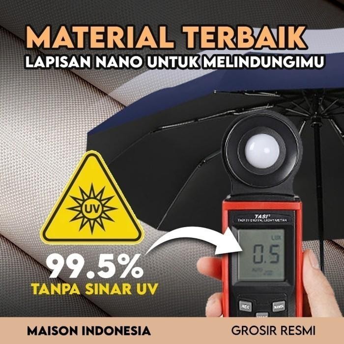 Payung Lipat Jumbo 12 Jari Otomatis Anti UV Ukuran Besar Kuat Kokoh