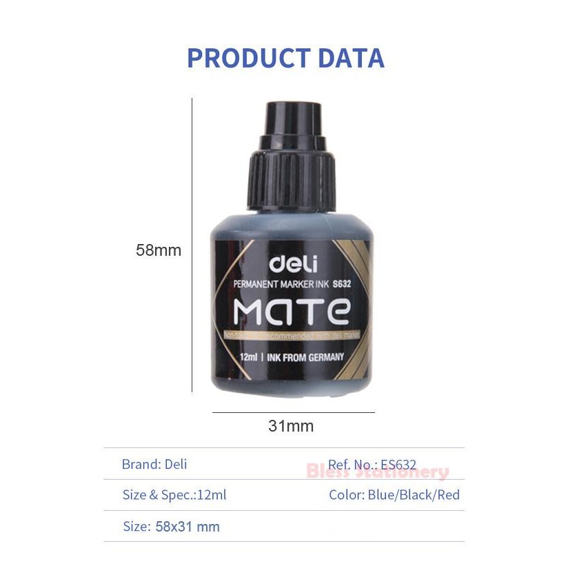 

FLASH SALE DELI ISI TINTA SPIDOL PERMANEN / PERMANENT MARKER INK REFILL (ES632) - HITAM