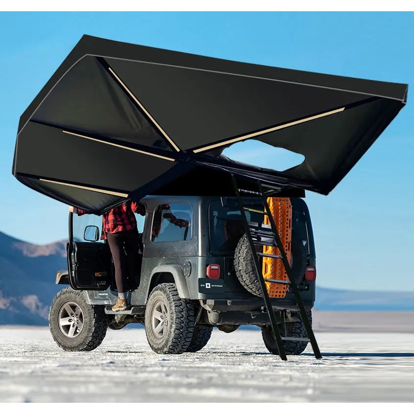 car side 270 degrees awning on the rooftop of the car tent hard shell for camping