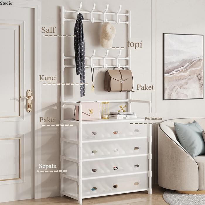 (Allthebest) Rak Sepatu + Rak Gantung Tas Topi / Rak Gantung Sepatu Penyimpanan / Rak Gantung Sepatu