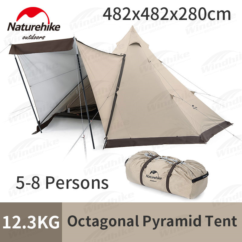 Naturehike Ranch Pyramid Tent Expanded Teepee Tipi Octagonal Tent for 5-8 People Family Camping