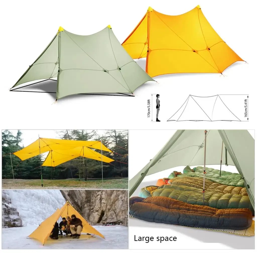 Ultralight 870g Camping Tent 6 Persons 4 Seasons Backpacking Tent Flysheet 20D 2-sided Silicone