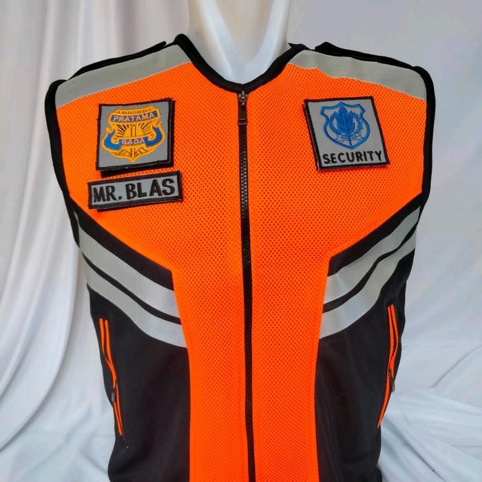 rompi satpam/security rompi satpam terbaru orange hitam rompi jala tebal