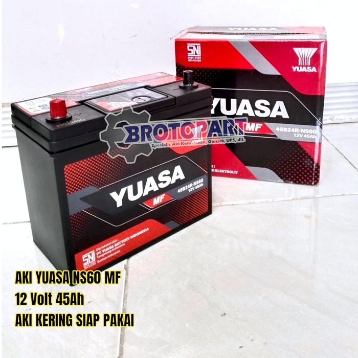 Aki Accu Mobil Yuasa Ns60 46B24R Mf 12V 45Ah Aki Kering Original Yuasa