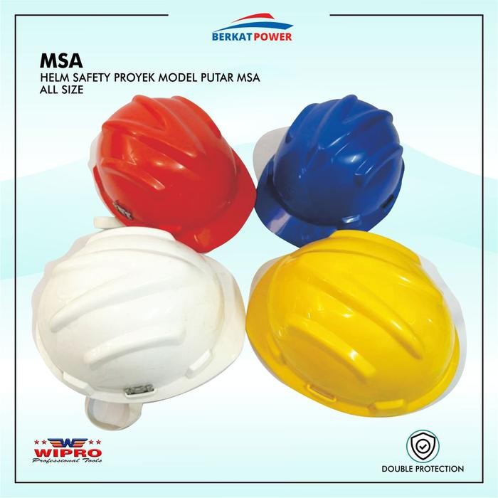 Helm Safety Proyek Model MSA Merk Wipro Merah Putih Kuning Biru