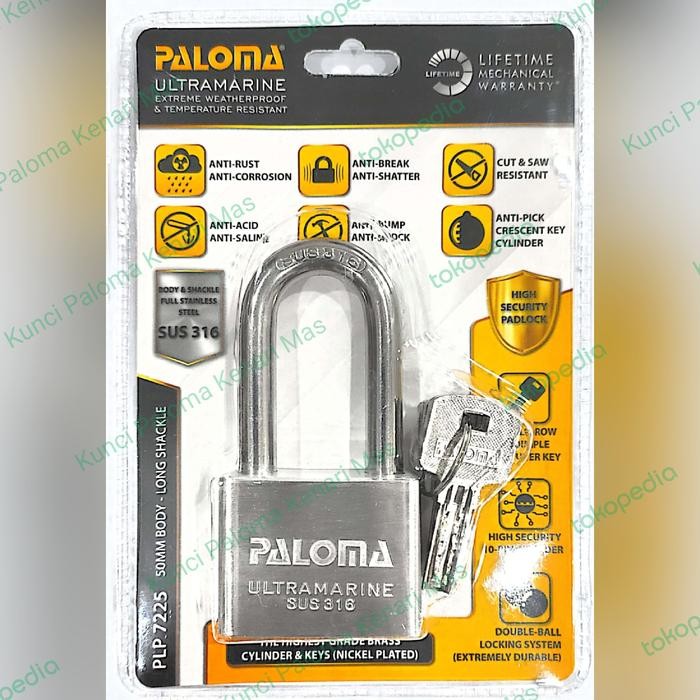PALOMA PLP 7225 GEMBOK ULTRAMARINE SUS 316 50MM BODY - LONG SHACKLE