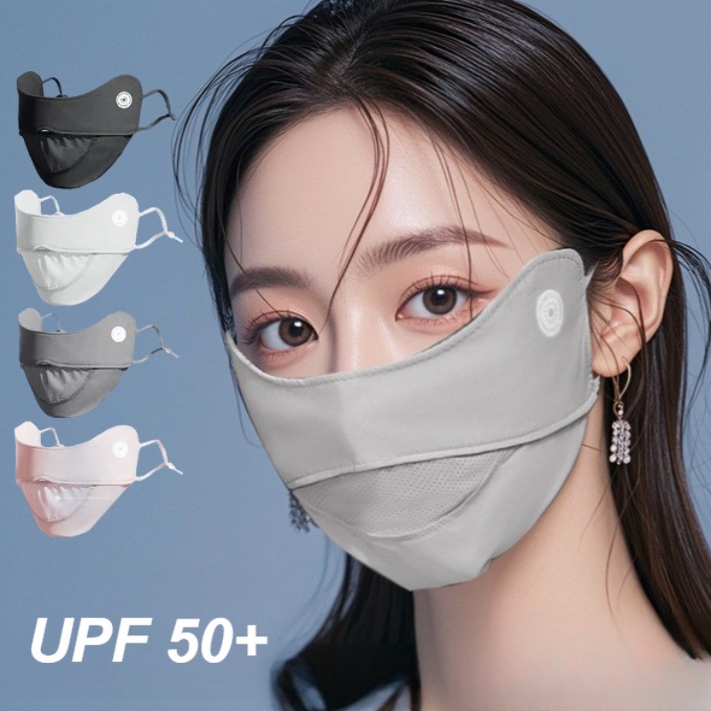 Ice Silk Face Mask UPF50+ UV Sun Protection Mask Adjustable Breathable for Cycling Running Hiking