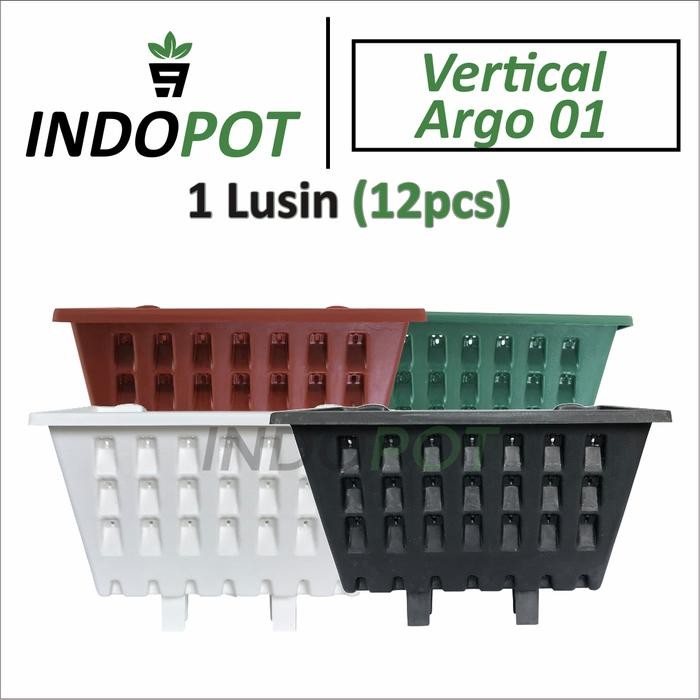 PREMIUM paket 12PCS pot plastik bunga tanaman hias dinding tempel Vertical Argo warna cantik untuk