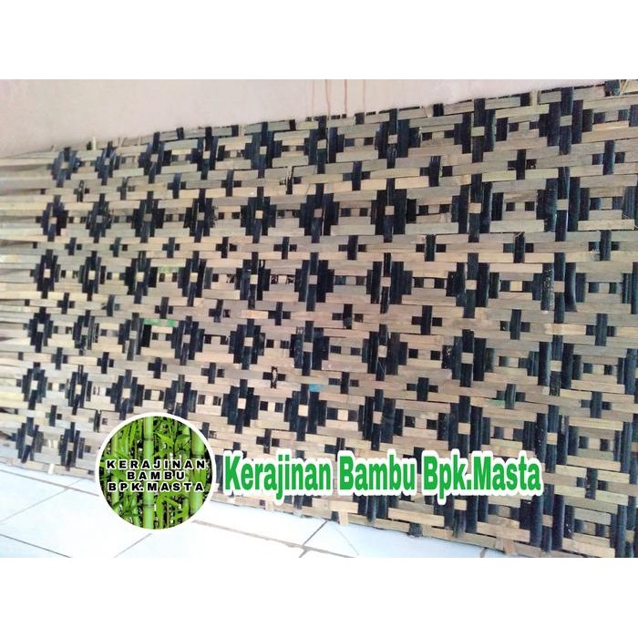 PREMIUM Kerajinan Anyaman Bambu Bilik Kulit Bambu Motif Warna Hitam Permeter