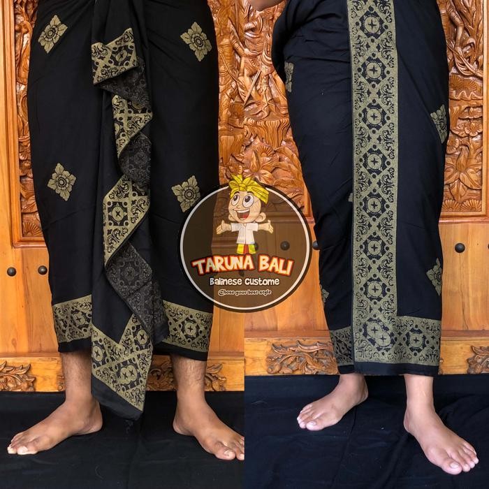 PREMIUM Kamen Rayon Prada Hitam / Kain Kamen Bali / Kain Rayon Lembaran Bali
