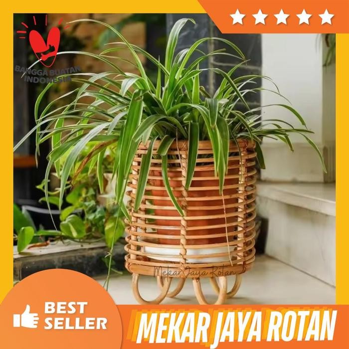 PREMIUM Standing Pot Bunga Rotan Alami/ Keranjang Anyaman Cover Pot Rotan unik TERMURAH