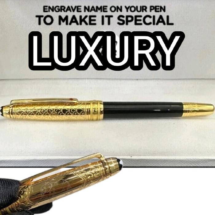 

Bollpoint Mewah MBLNC LIMITED Gold Black Stationery Pulpen