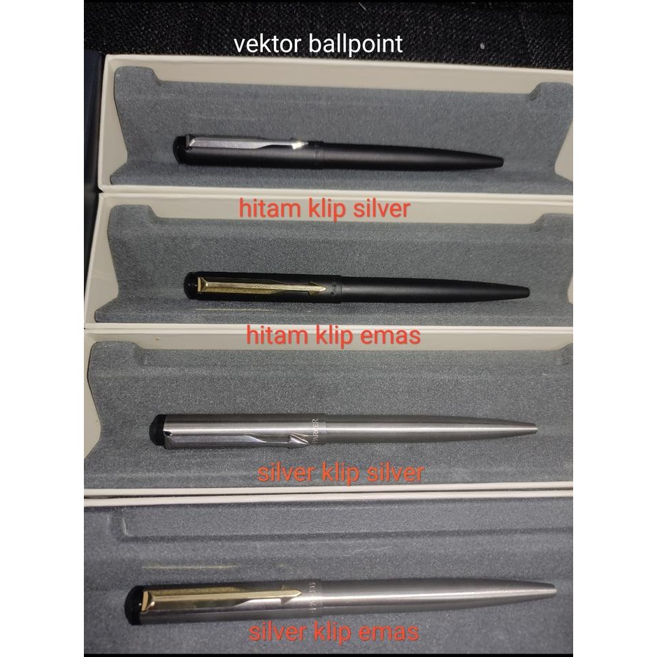 

Parker vektor ballpoint hitam / silver klip emas atau silver original