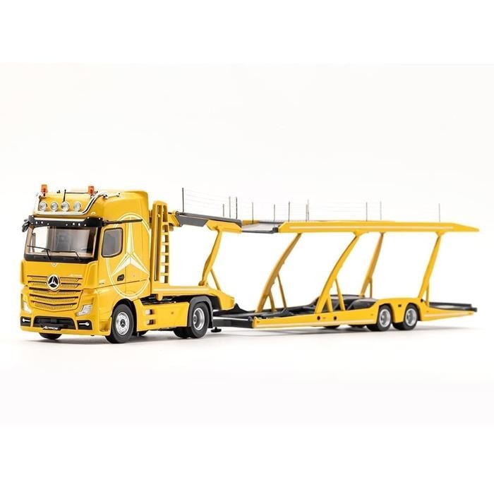 KS-069-402 - GCD 1:64 MERCEDES-BENZ AMG ACTROS AUTO TRANSPORTER YELLOW
