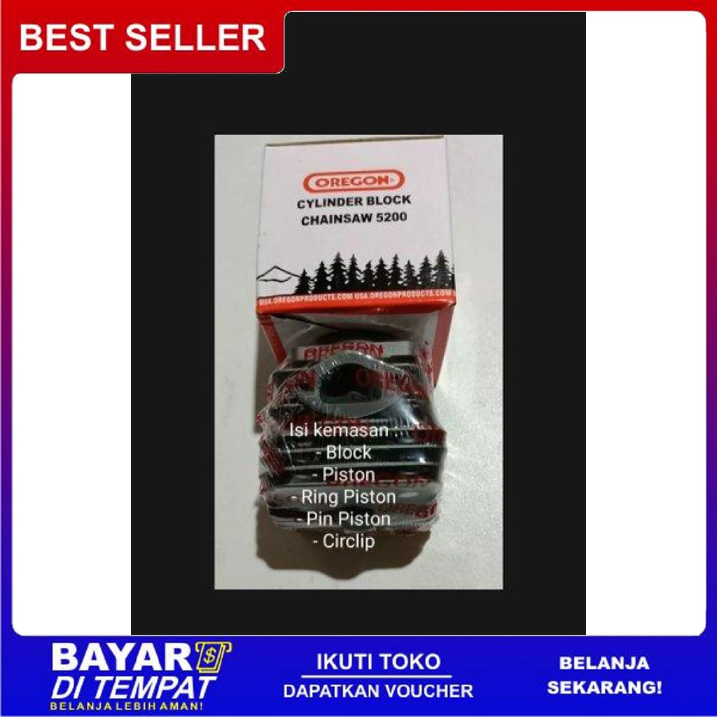 FREE ONGKIR OREGON CYLINDER BLOCK CHAINSAW 5200 / SILINDER BLOK SENSO 5200 BISA COD