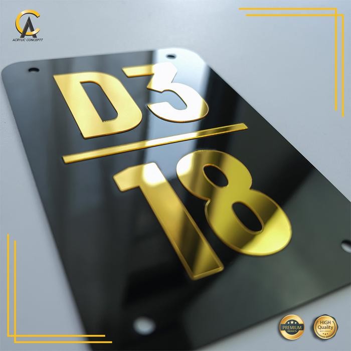 PLAT NOMOR RUMAH AKRILIK STAINLESS / NOMER RUMAH ACRYLIC MINIMALIS