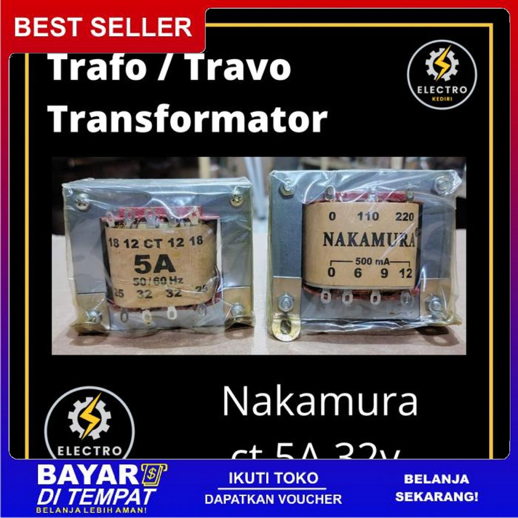 FREE ONGKIR TRAFO 5A CT 32V NAKAMURA TRAVO CT 5A CT32V TRANSFORMER BISA COD