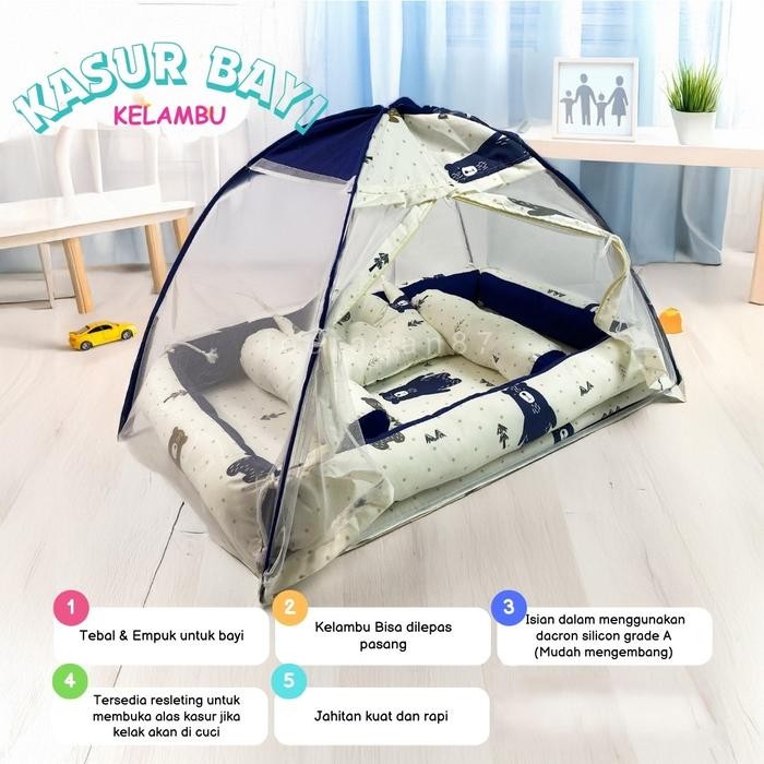 Kasur Kelambu Bayi Set Bantal Guling Kasur Bayi Kasur Baby Newborn Set Kasur Bayi Kelambu