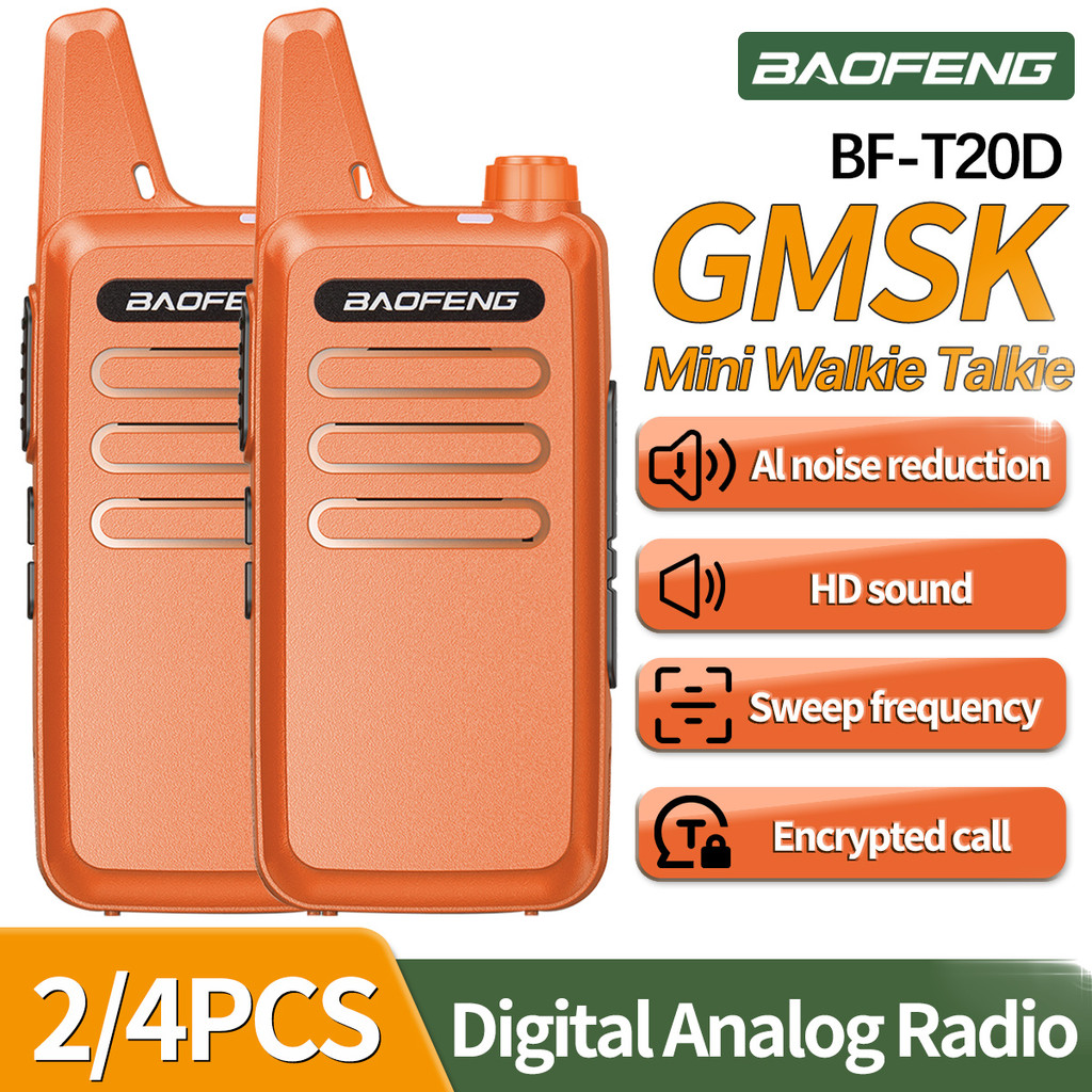 Baofeng Bf-T20D 30Ch Mini Walkie Talkie Uhf 400-470Mhz Vox Encrypted Call Support Usb Type-C