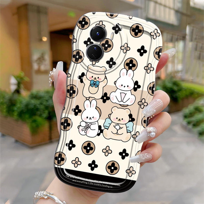 Casing Hp Untuk VIVO Y16 Y35 5G Y56 5G Y35 4G Case Krim gelombang Softcase Silikon Kesing Kelinci be