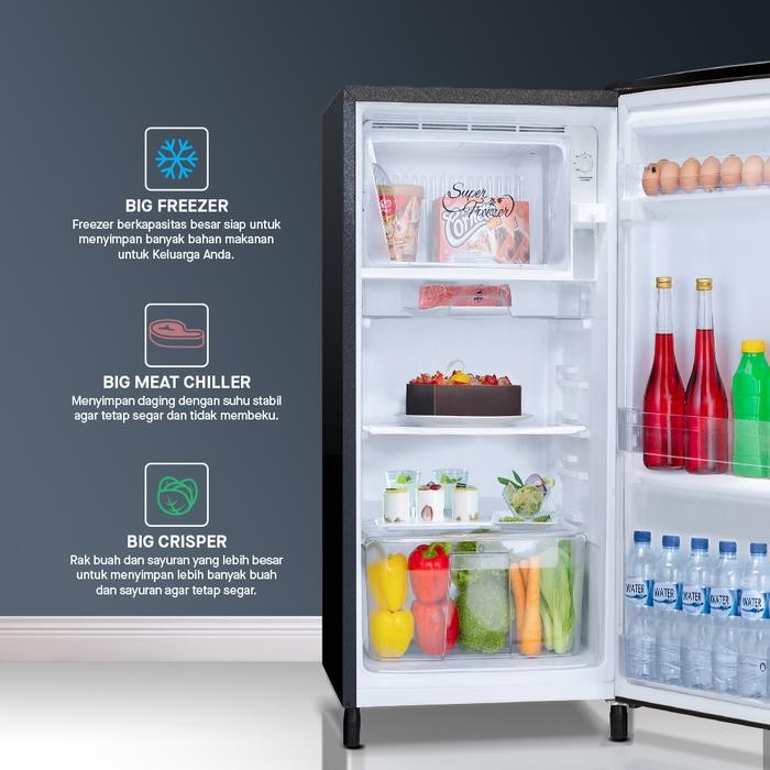 Sanken Kulkas Satu Pintu Sk-V165A-Bb Hitam