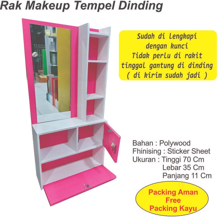 Rak Cermin Makeup Ukuran 70 x 35 Cm Rak Gantung Dinding