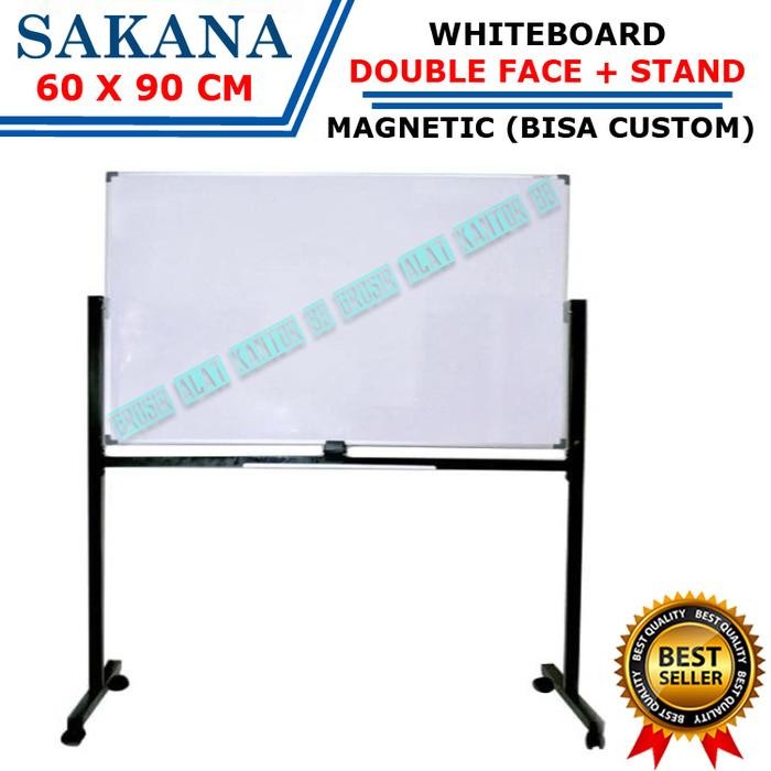 

Whiteboard SAKANA 60 x 90 Double Face + Kaki / White Board 60x90 Stand / Papan Tulis