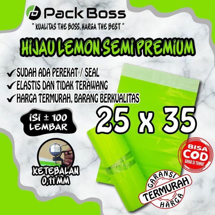 

25X35 HIJAU LEMON SEMI PREMIUM POLYMAILER PACKAGING ONLINE ADA PEREKAT KODE 333
