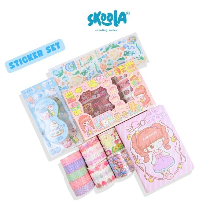 

Skoola Stationery Sticker Set Notebook Jurnal Washi Paper Tape Finger Tap Stiker Anak Perempuan Kado