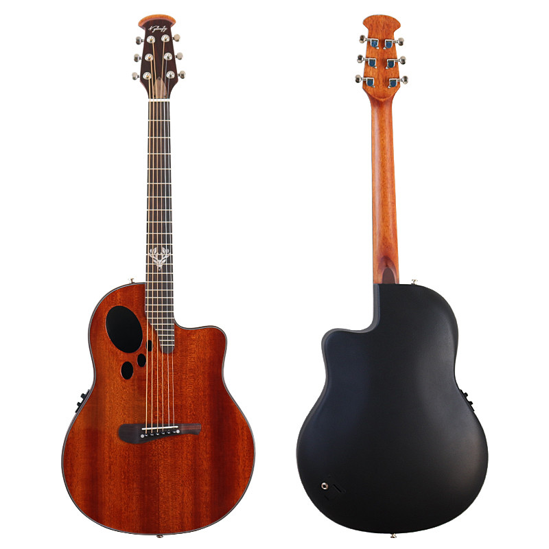 Electric Acoustic Guitar 6 Strings Round Back Ovation Model Brown 41 Inch Acoustic Guitar Cutaway