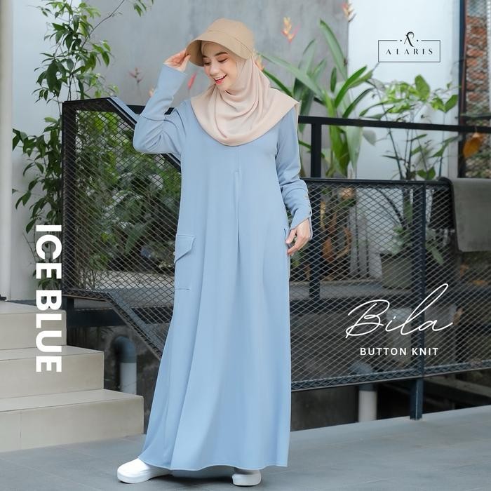 Bila Button Knit / Gamis Sporty / Gamis Olahraga Syari / Gamis Kaos Rajut / Gamis Knit / Abaya