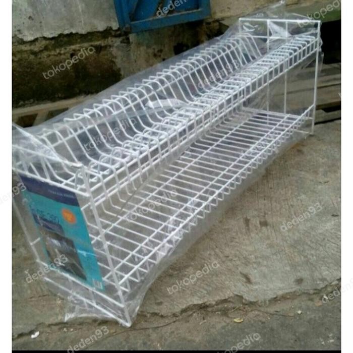 Rak piring & Rak gelas kawat putih panjang besar susun 2 392 GOJEK