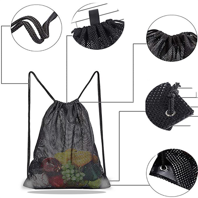 Mesh Drawstring Bag Swim Bag Mesh Swimming Bag Foldable Washable for Swimmer Pool Net Bag for Gear